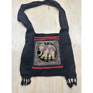 Handmade Elephant Gold Thread Embroidered‎ Vintage Shopping Bag Tote Cross Body